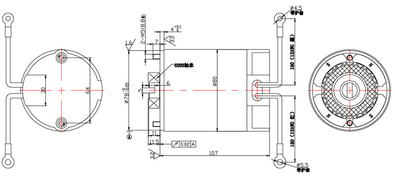 電動(dòng)液壓車(chē)電機(jī)外形尺寸圖
